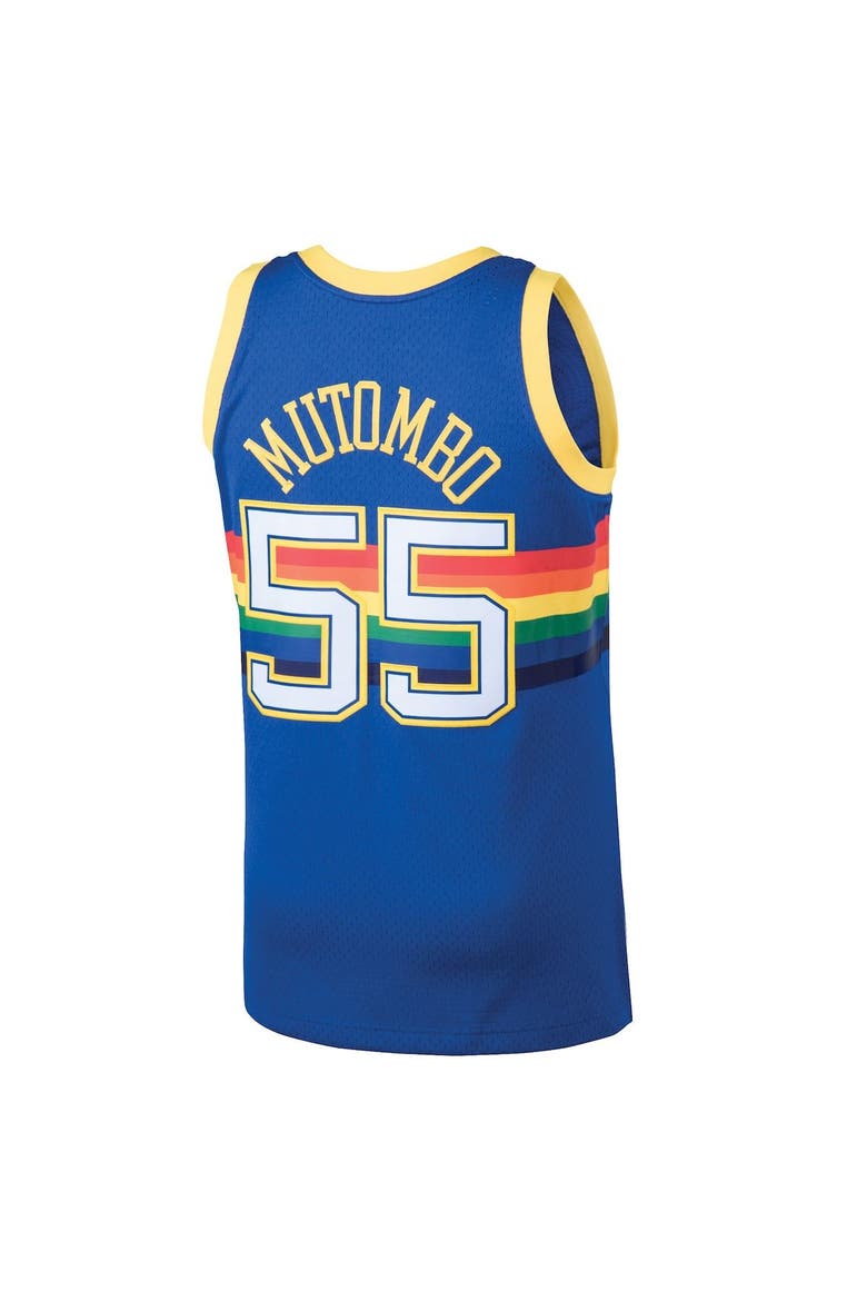 Men's Mitchell & Ness Dikembe Mutombo Blue Denver Nuggets 1991/92 Hardwood Classics Swingman Jersey, Alternate, color, Blue
