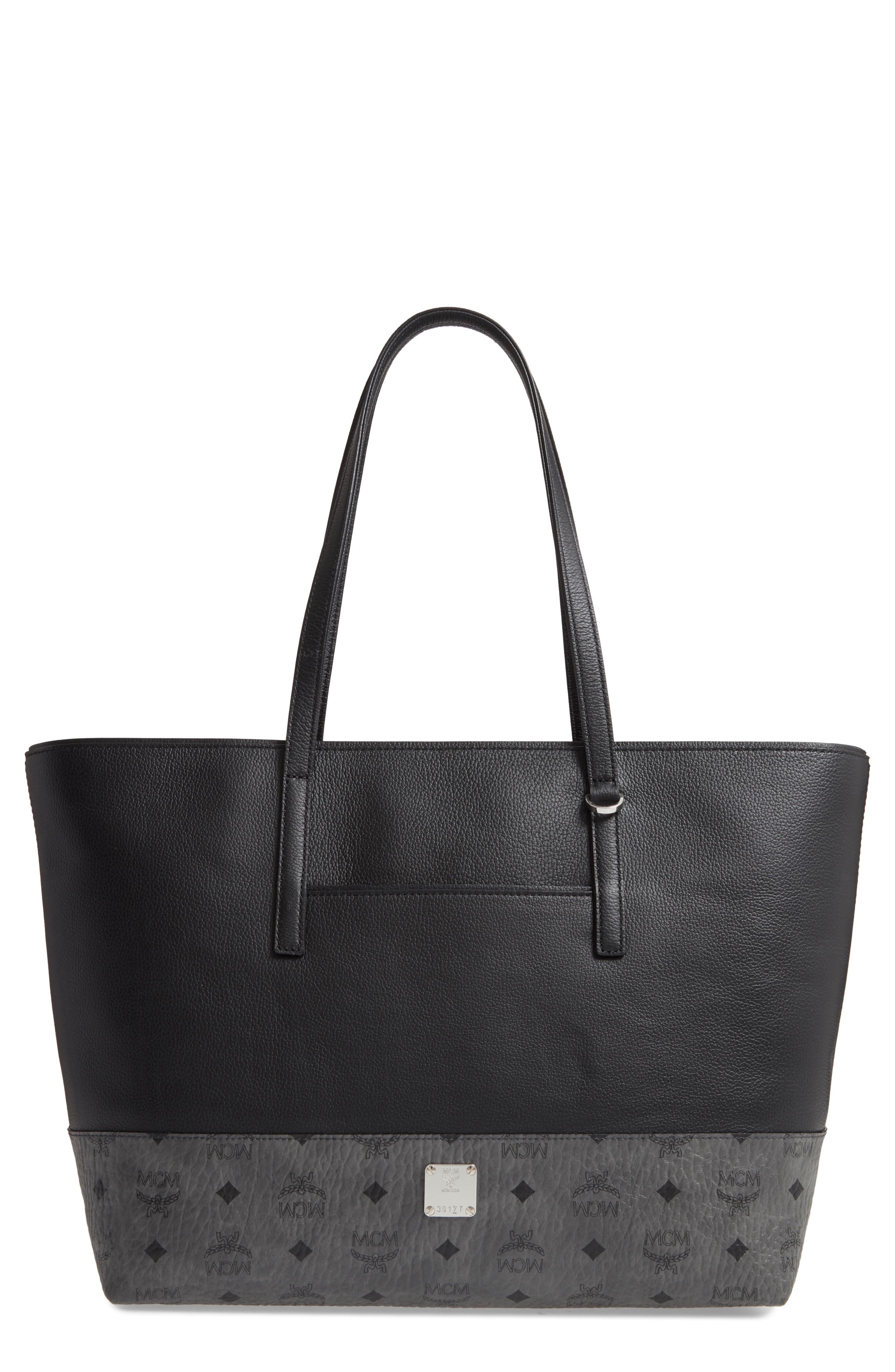 MCM Wilder Visetos Leather Shopper, Main, color, 