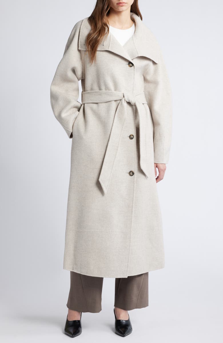 & Other Stories Funnel Collar Wool Blend Coat, Alternate, color, 