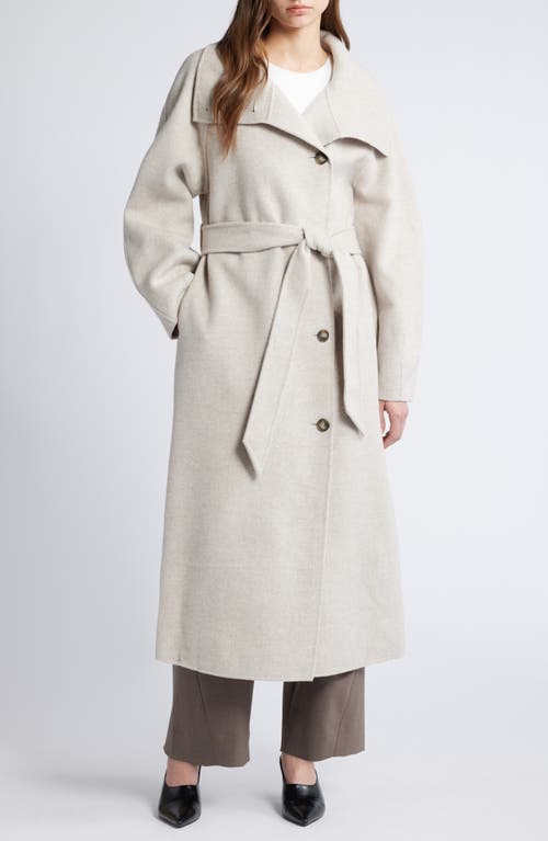 & Other Stories Funnel Collar Wool Blend Coat In Beige