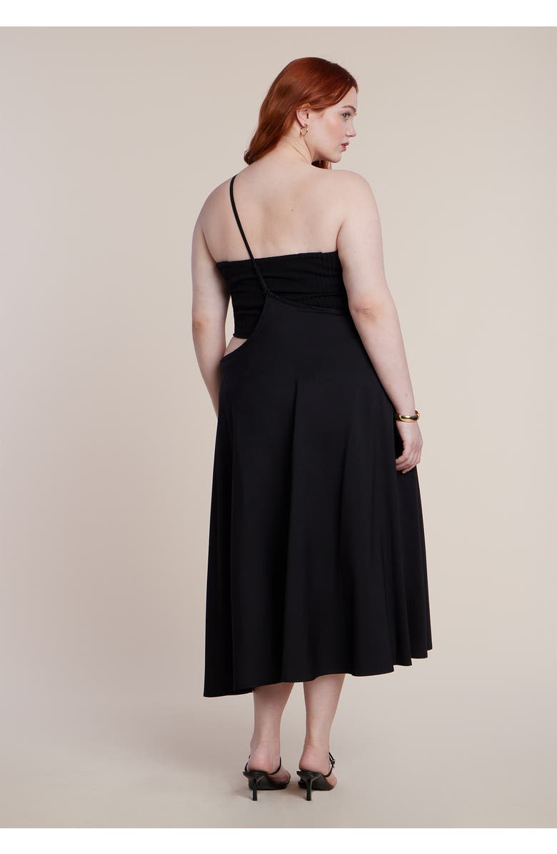 ELOQUII Bead-Detail Strap Midi Skirt, Alternate, color, Black Onyx