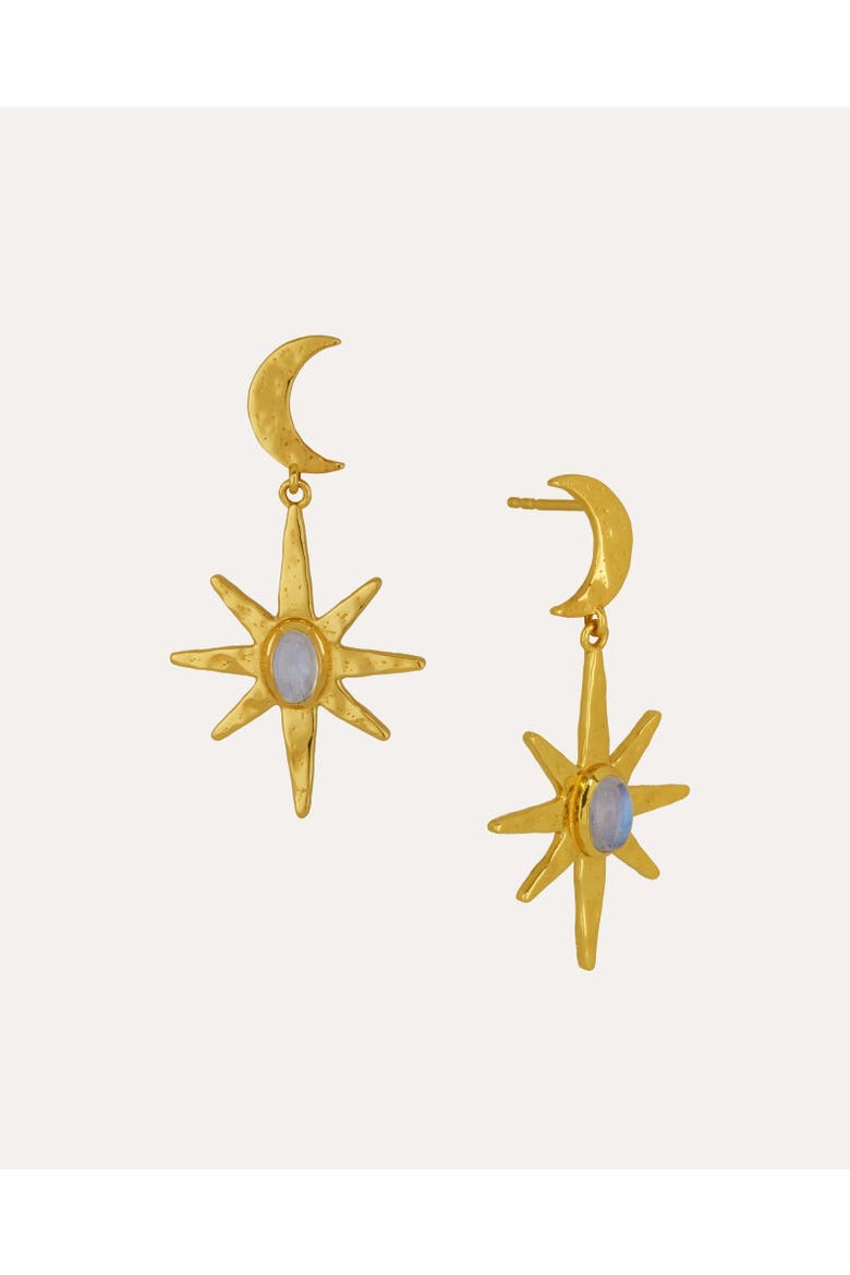 Moonstone Celestial Drop Earrings, Main, color, Gold