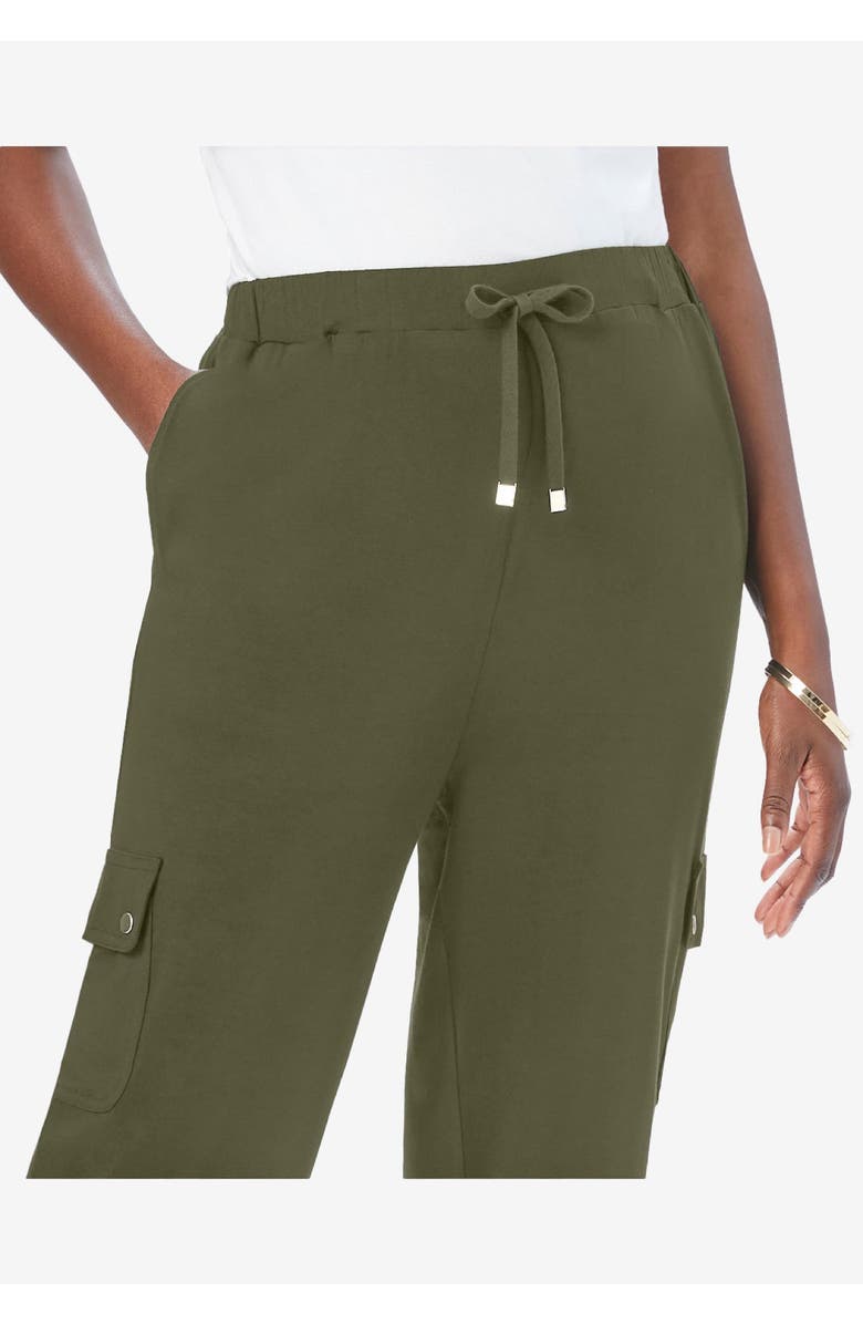 Jessica London 2-Piece Stretch Knit Cargo Set, Alternate, color, Dark Berry