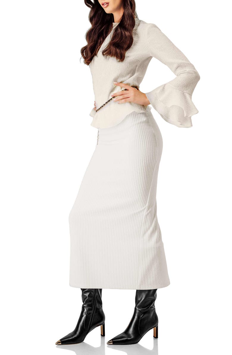 IVONNE Long Sleeve Ruffled Cuff Textured Blouse, Alternate, color, Natural