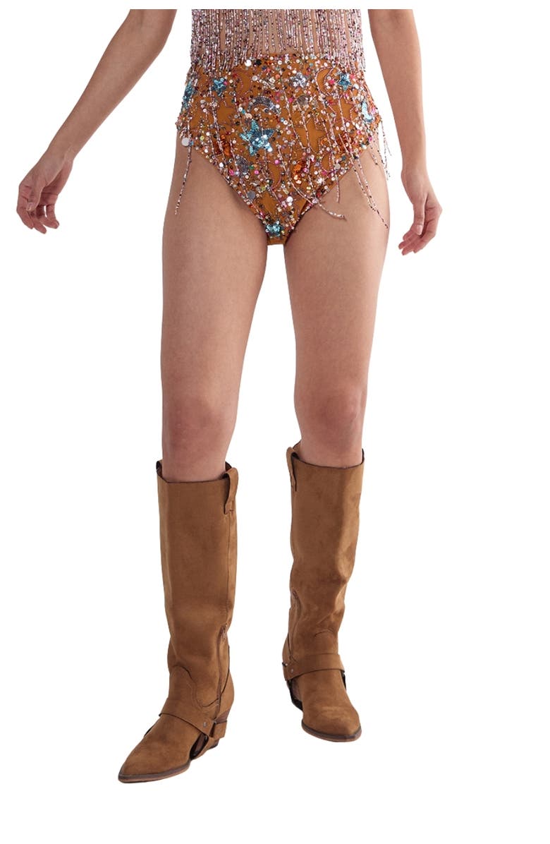 NASTY GAL Star Embellished Tassel Booty Shorts, Main, color, Orange