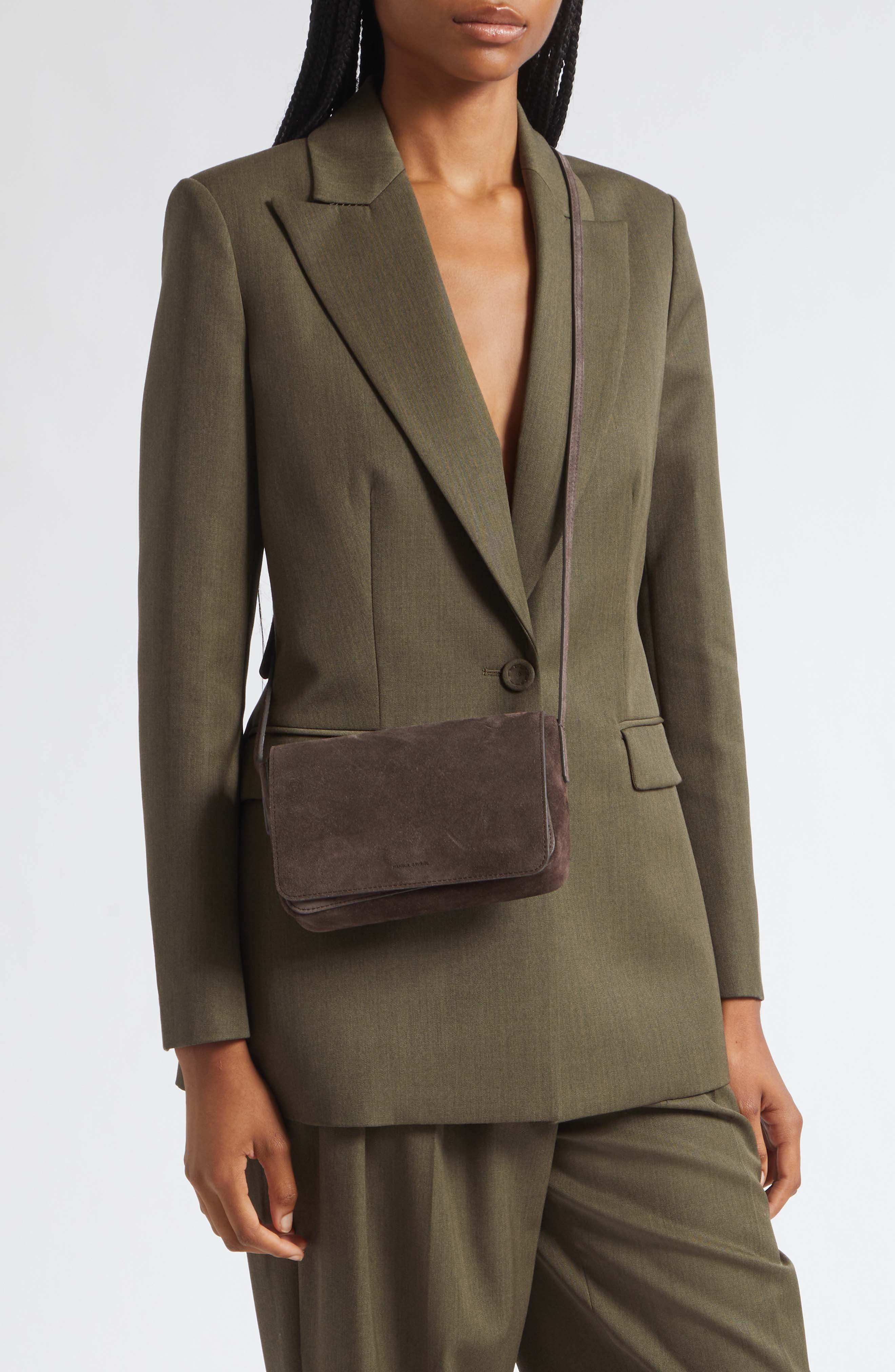 Clio Suede Shoulder Bag, Alternate, color, EBONY