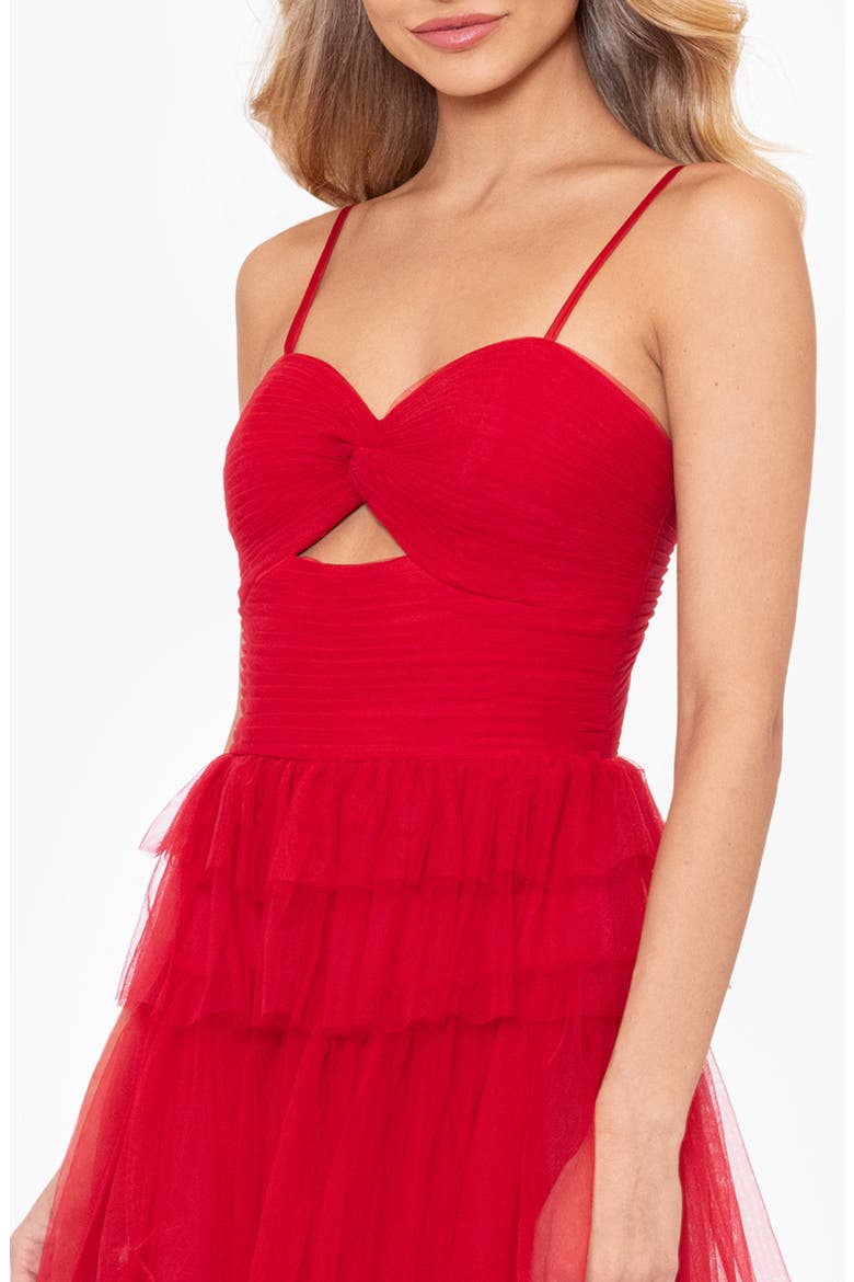 Tiered Ruffle Tulle Gown, Alternate, color, RED