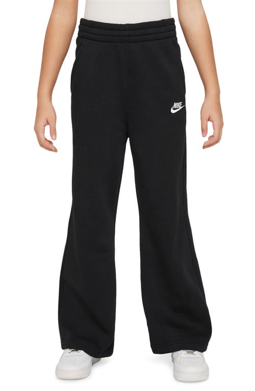Nike Women's Sportswear Club Fleece Girls' Wide-leg Pants In Black/black/white