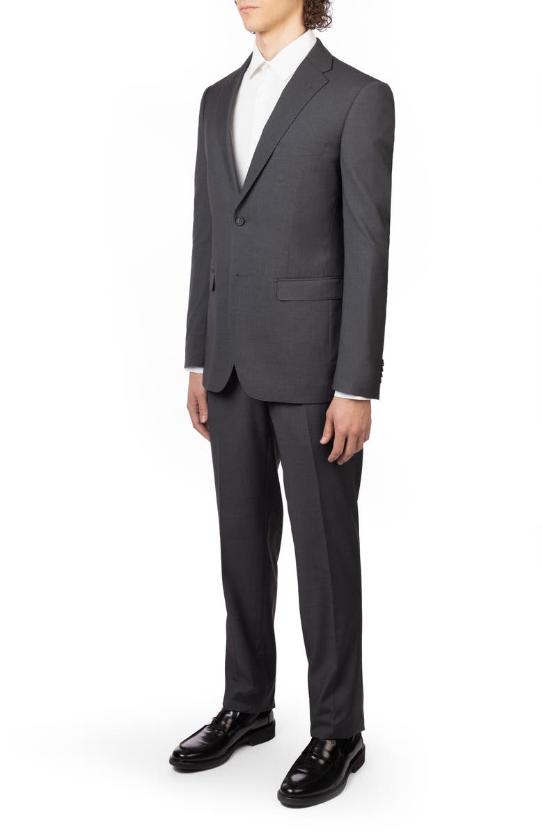 ZANETTI Charcoal Trim Fit Mélange Suit, Alternate, color, Charcoal