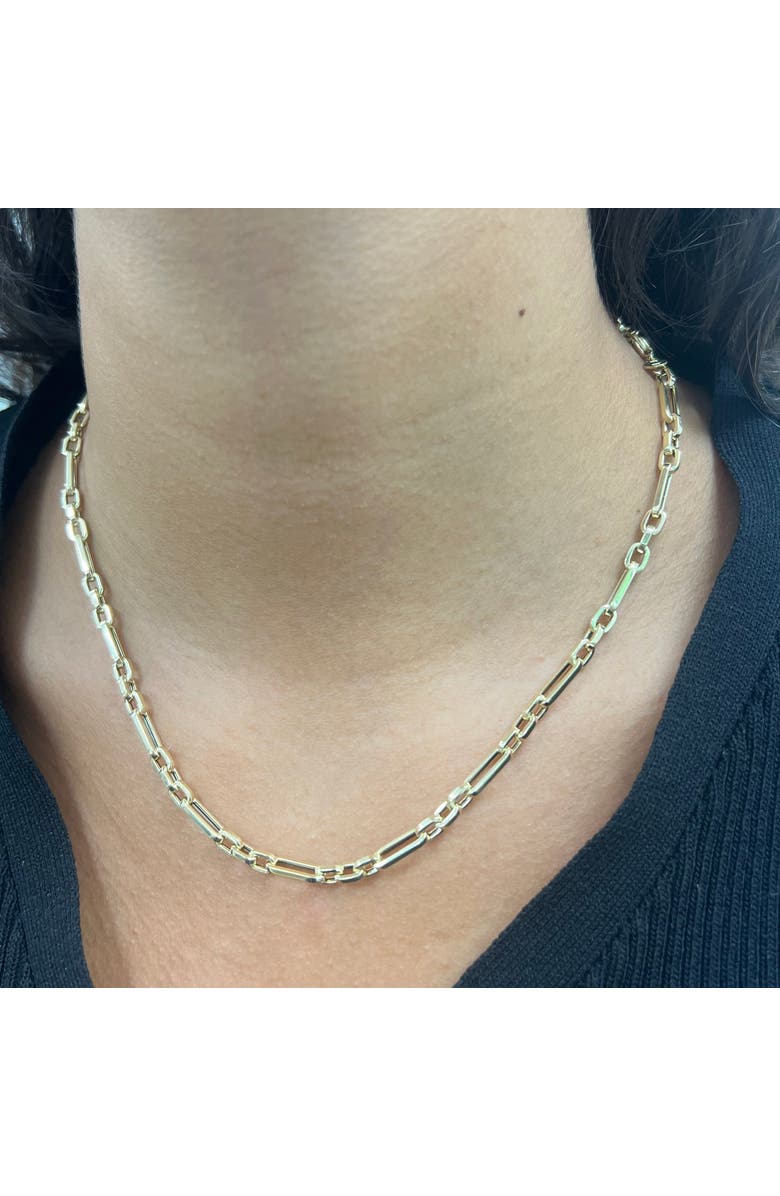 The Lovery Fine Jewelry Square Link Paperclip Chain Necklace, Alternate, color, Yellow Gold