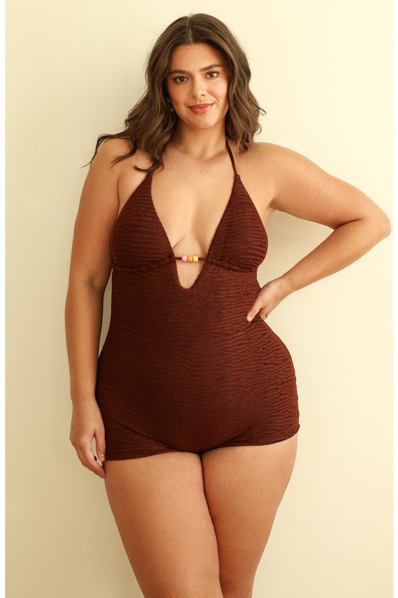 Caicos One Piece, Alternate, color, Mocha Crinkle