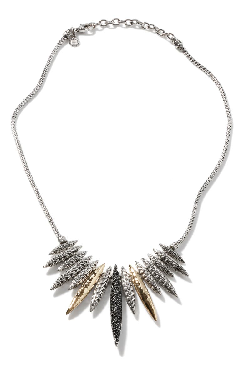 John Hardy Classic Chain Hammered Two-Tone Spear Bib Necklace, Main, color,