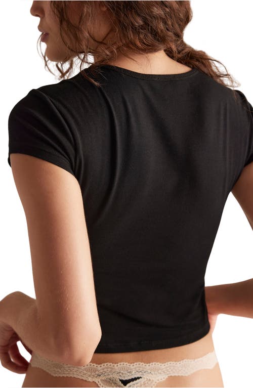 Free People Morning Pages Crop Baby T-shirt In Black