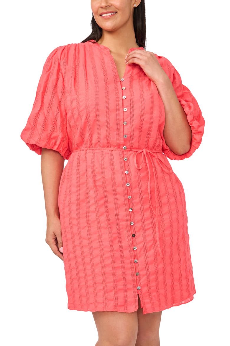 Embroidered Cotton Dress, Alternate, color, CALYPSO CORAL