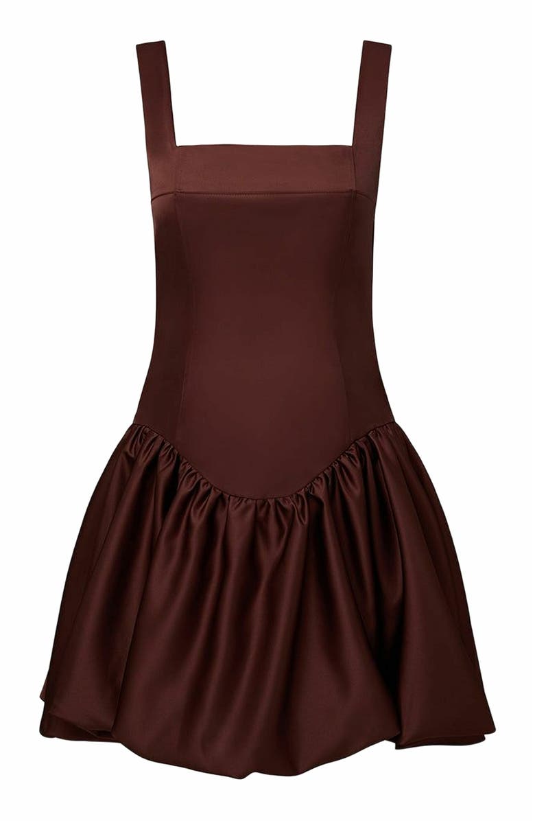 WeWoreWhat Bubble Skirt Corset Mini Dress, Main, color, Chocolate