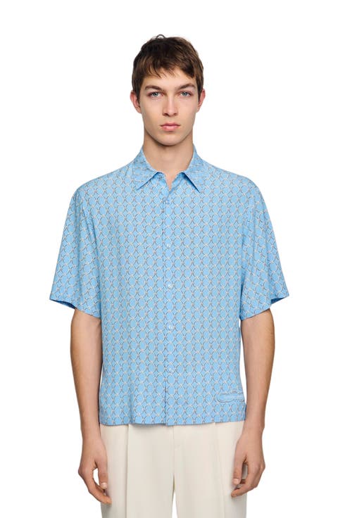 Link print loose-fit shirt