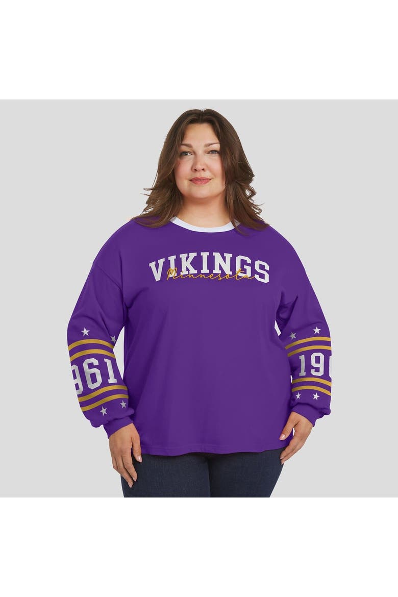 Women's WEAR by Erin Andrews Purple Minnesota Vikings Plus Size Sport Long-Sleeve T-Shirt, Alternate, color, Purple