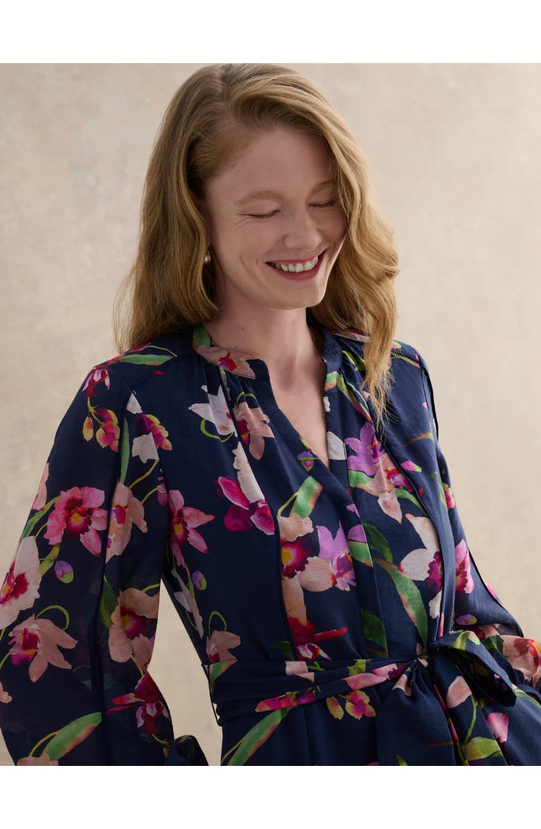 HOBBS LONDON Pippa Floral Midi Dress, Alternate, color, Midnight Multi