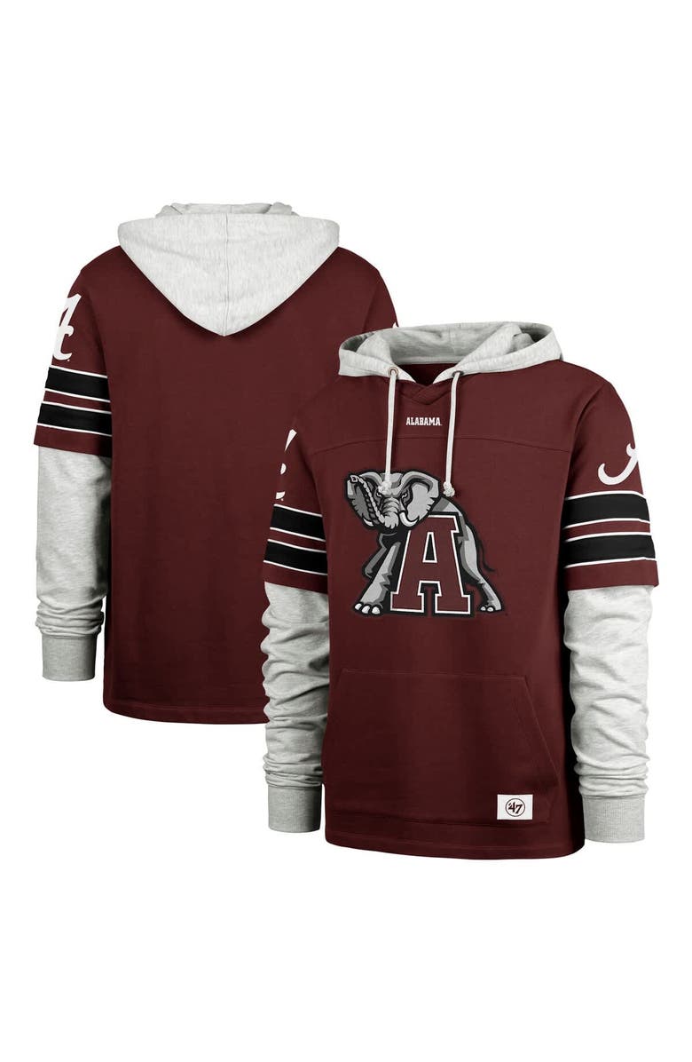 '47 Men's '47 Crimson Alabama Crimson Tide Big & Tall Blitz Lacer Pullover Hoodie, Main, color,