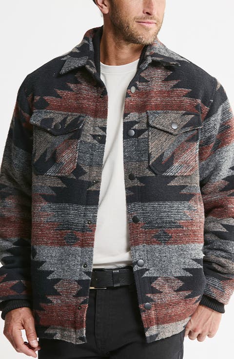 Wool Blend Faux Fur Lined Shirt Jacket