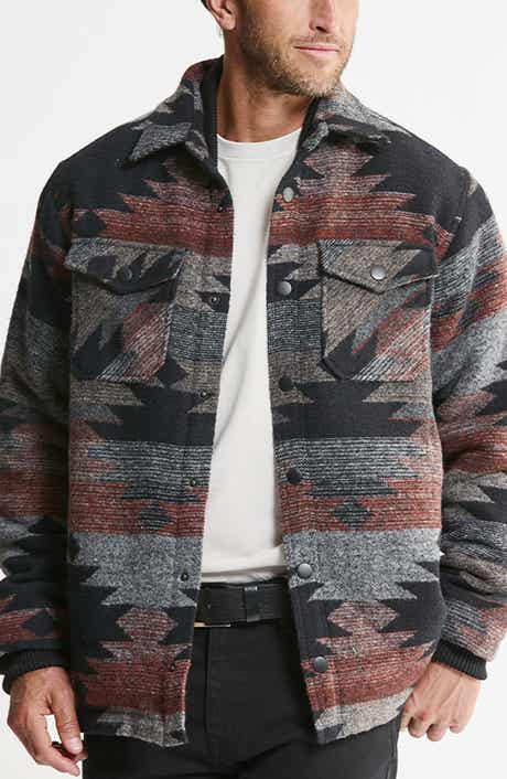 Wool Blend Faux Fur Lined Shirt Jacket