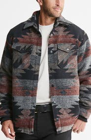 JACHS Wool Blend Faux Fur Lined Shirt Jacket