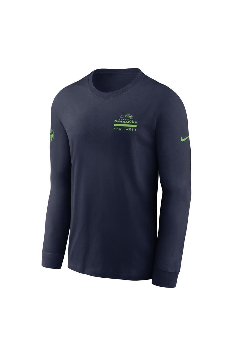 Nike Men's Nike College Navy Seattle Seahawks Sideline Performance Long Sleeve T-Shirt, Alternate, color, College Navy