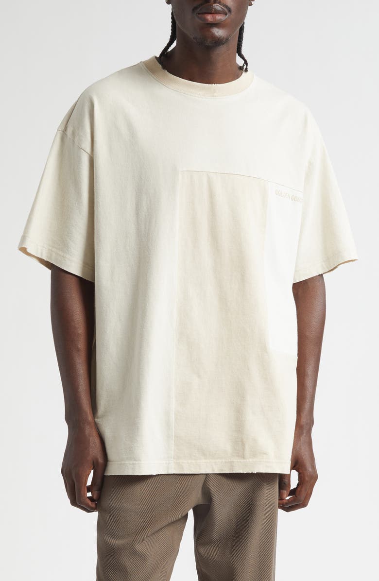 Golden Goose Journey Loose Fit Patchwork Logo T-Shirt, Main, color, Heritage White Shades