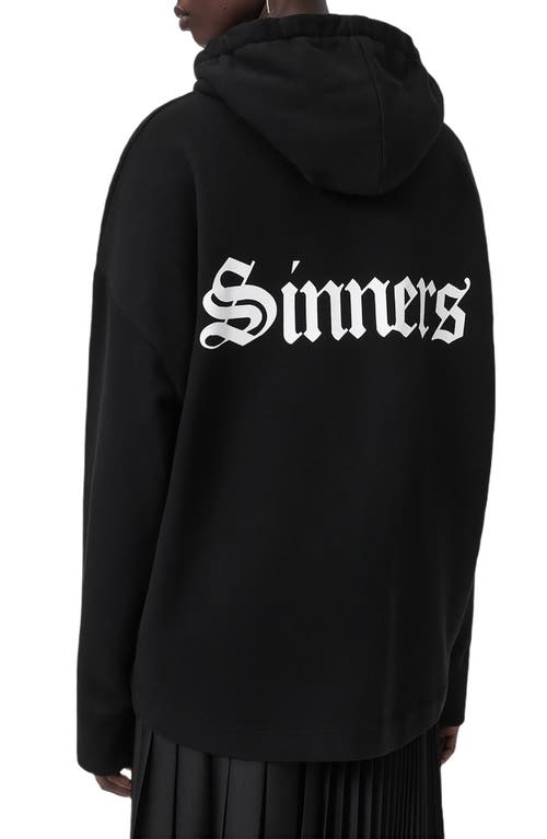 Allsaints Saint Etienne Oversize Organic Cotton Hoodie In Black