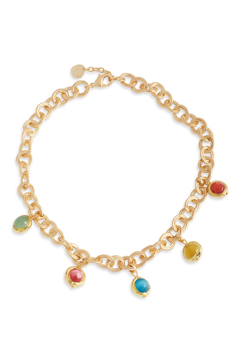 Crystal Charm Necklace, Main, color, GOLD