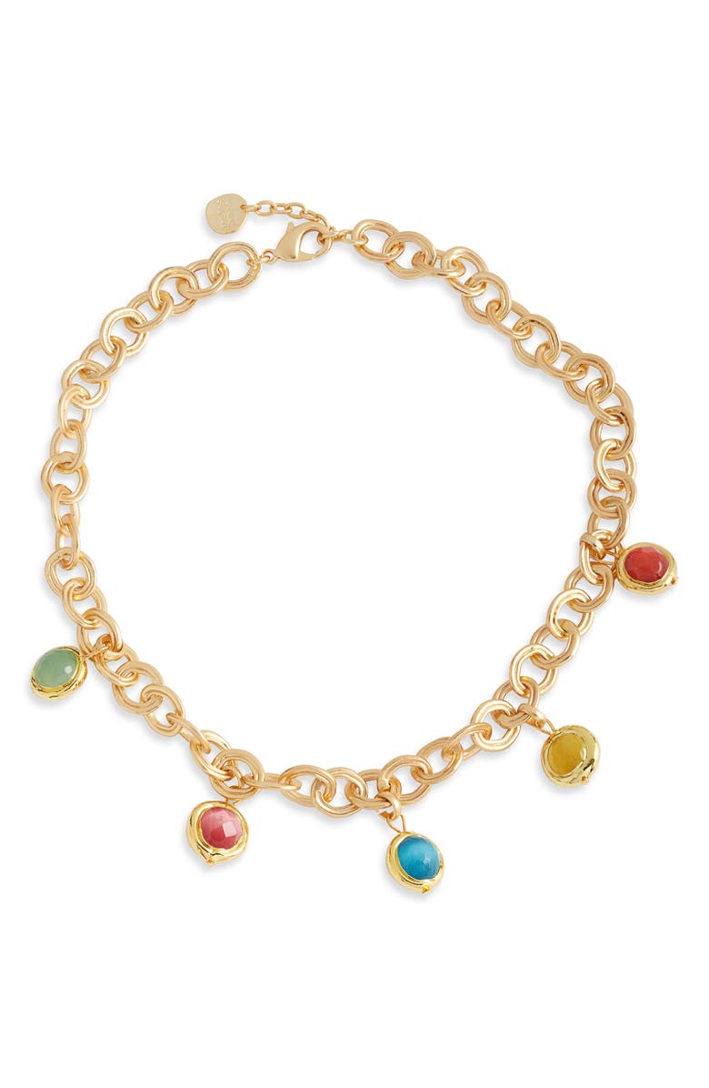 Karine Sultan Crystal Charm Necklace, Main, color, Gold