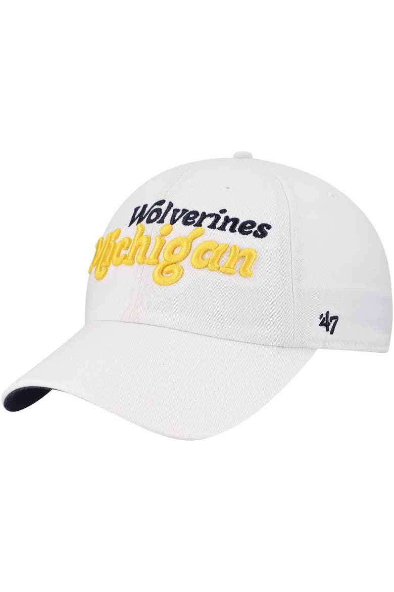 Women's '47 White Michigan Wolverines Pensacola Clean Up Adjustable Hat, Main, color, White