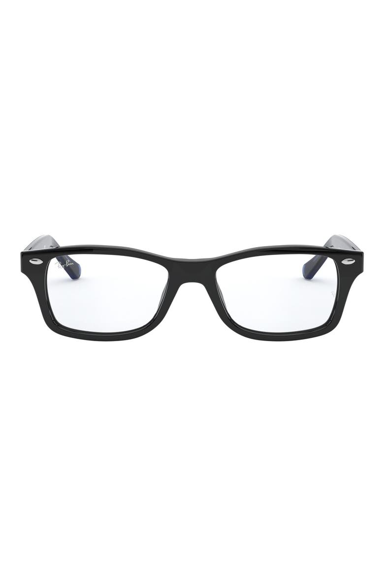 Kids' 48mm Rectangular Optical Glasses, Main, color, BLACK