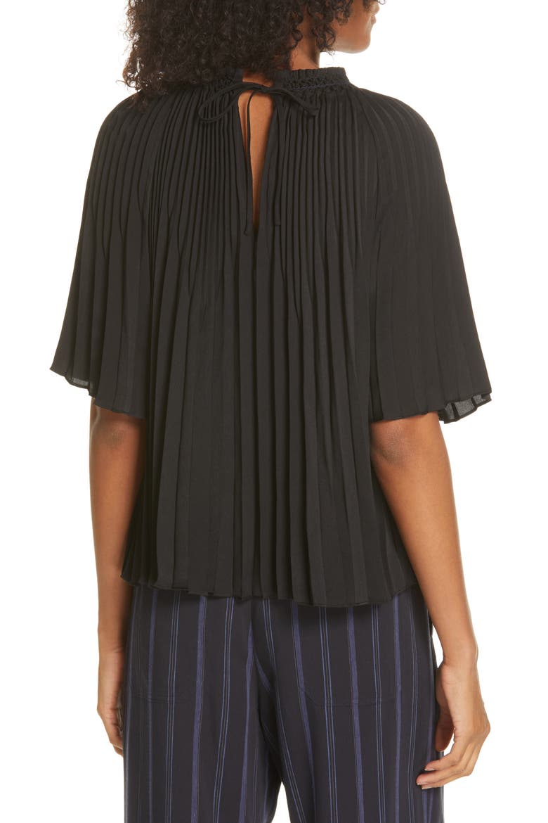 Pleated Smocked Top, Alternate, color, BLACK