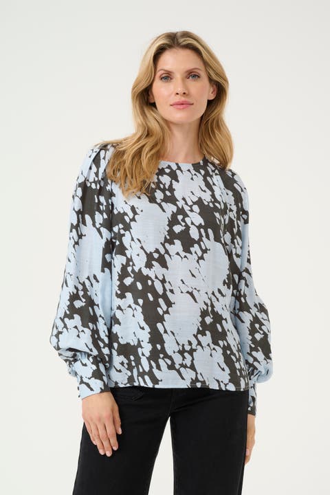 KAlouise Long Sleeve Round Neck Blouse