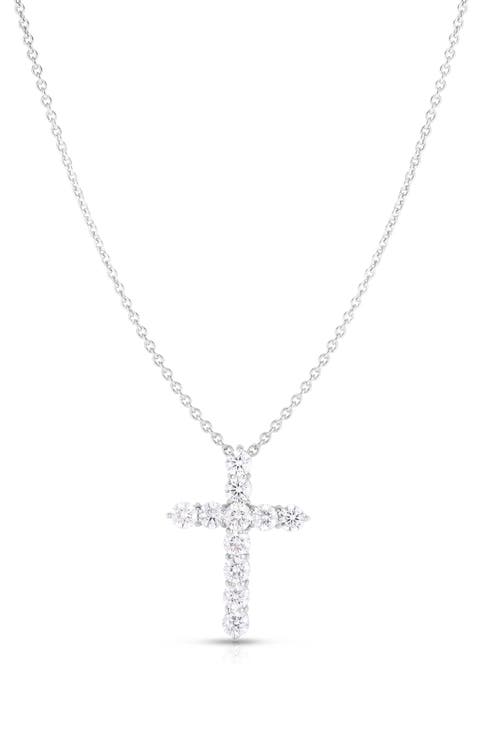 Tiny Treasures 18k Gold Diamond Cross Necklace