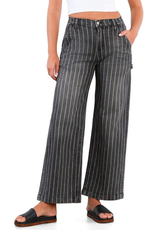 Stripe High Rise Wide Leg Jeans