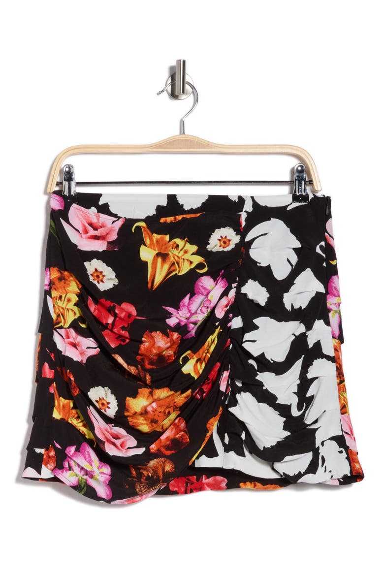 Ruched Woven Miniskirt, Alternate, color, BLACK