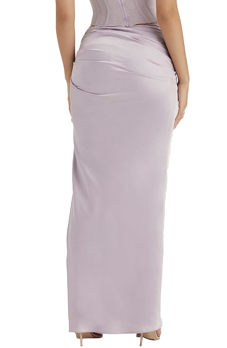 HOUSE OF CB Jia Pleated Satin Maxi Skirt, Alternate, color, Grey