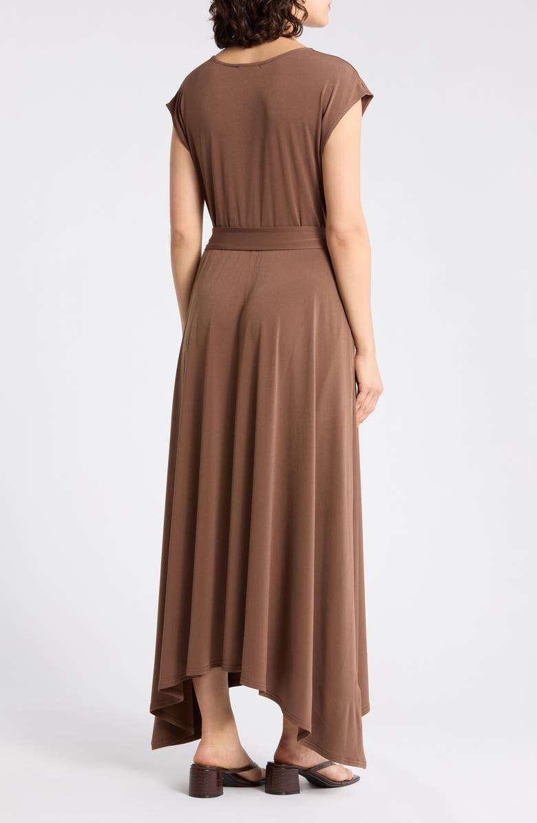 Gemma + Jane Drape Asymmetric Midi Dress, Alternate, color, Chestnut