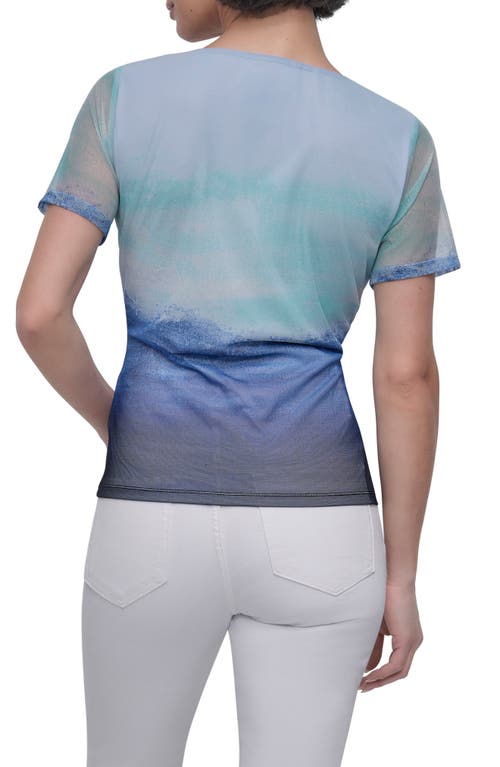 Dkny Ombré Colorblock Mesh Top In Seafoam Ombre Border