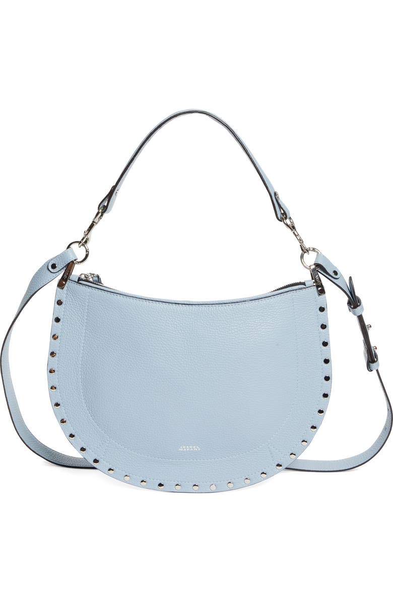 Isabel Marant Oskan Soft Zipped Leather Crossbody Bag, Main, color, Light Blue