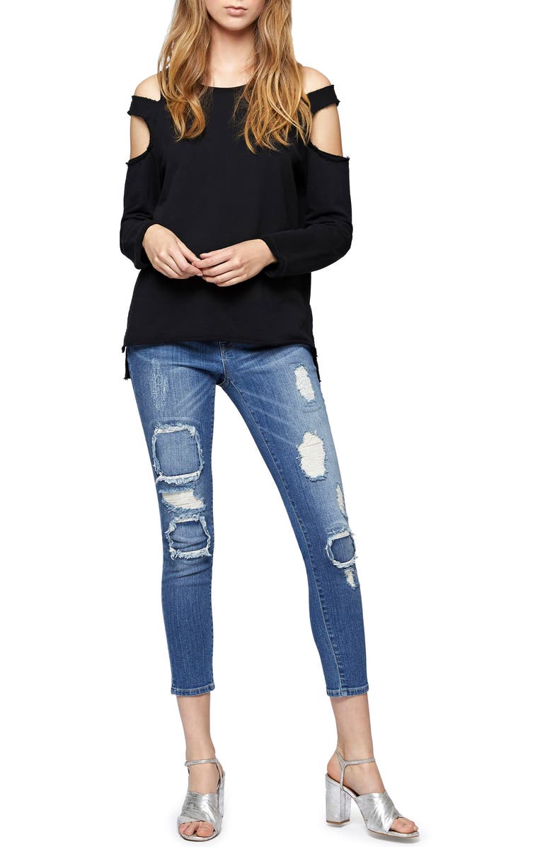 Sanctuary Park Slope Cold Shoulder Sweatshirt, Alternate, color, 