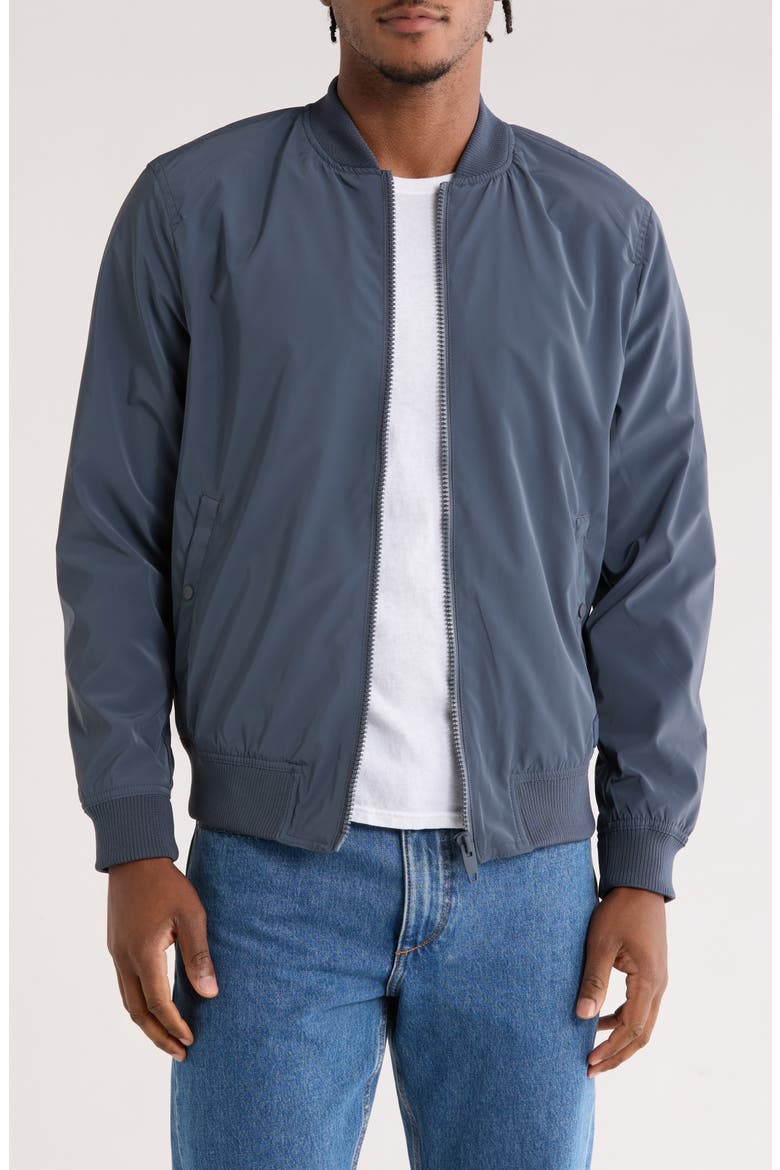 Solid Bomber Jacket, Main, color, DUSTY NAVY