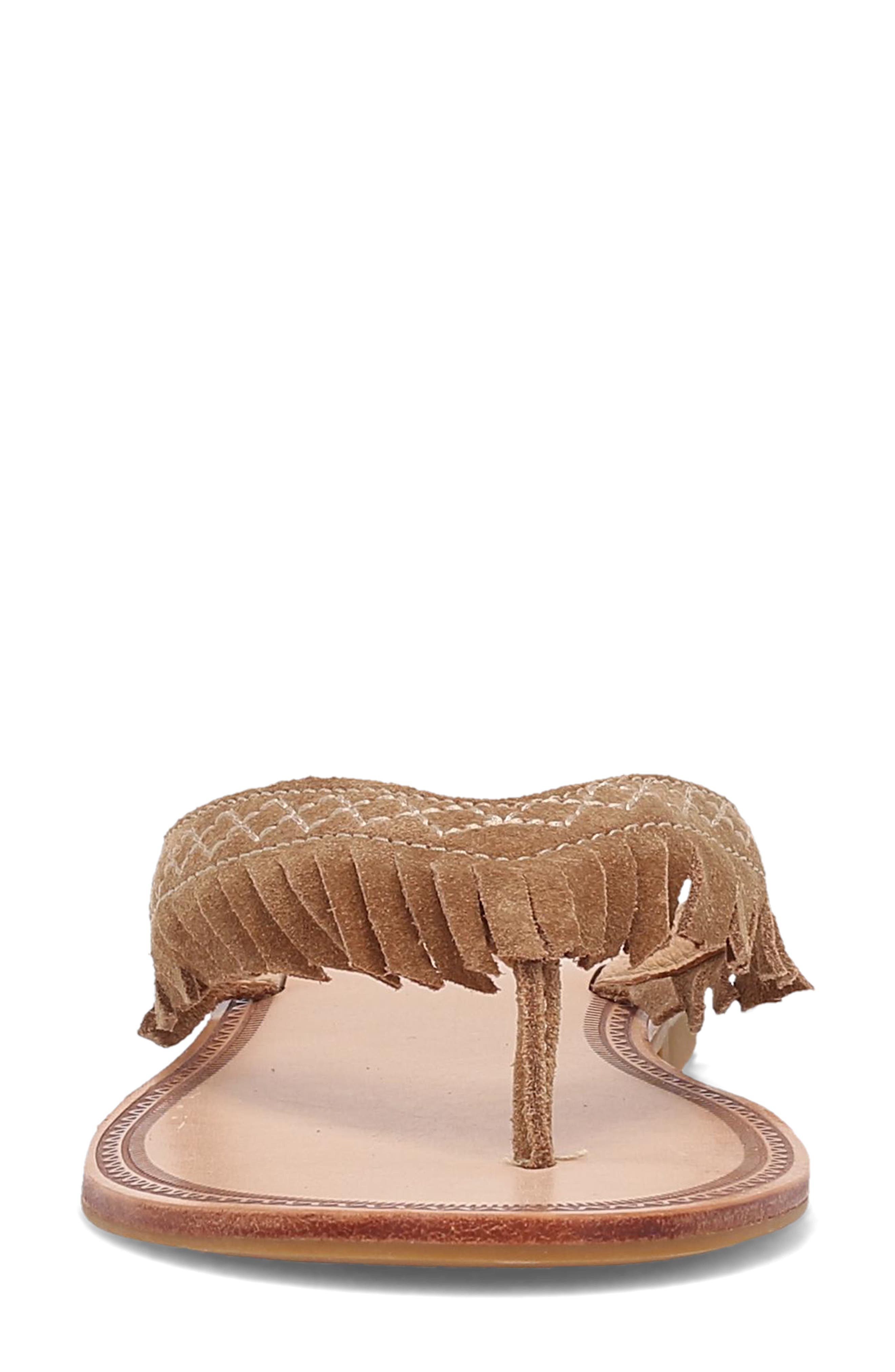 Ava Fringe Flip Flop, Alternate, color, ALMOND