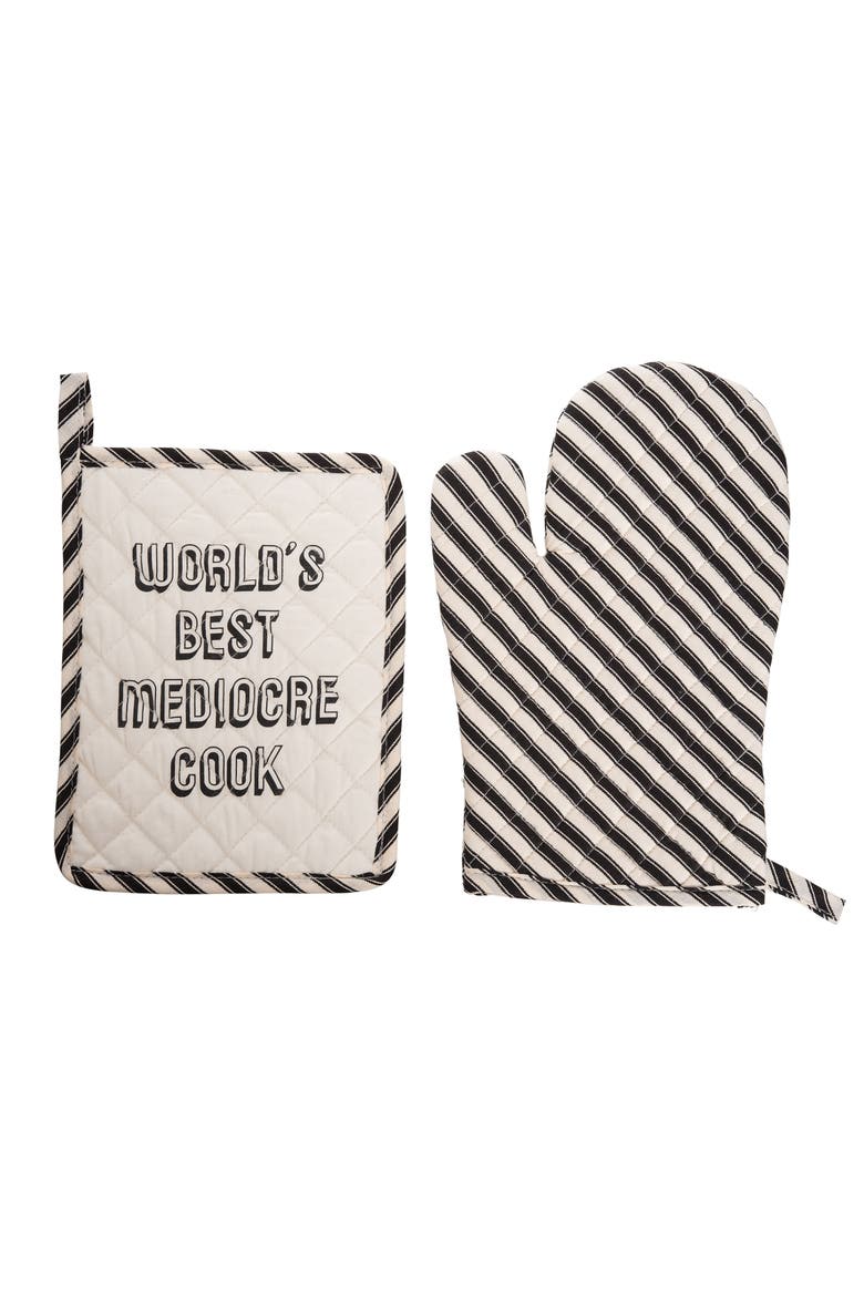 Mediocre Cook Pot Holder & Oven Mitt Set of 2, Main, color, Grey