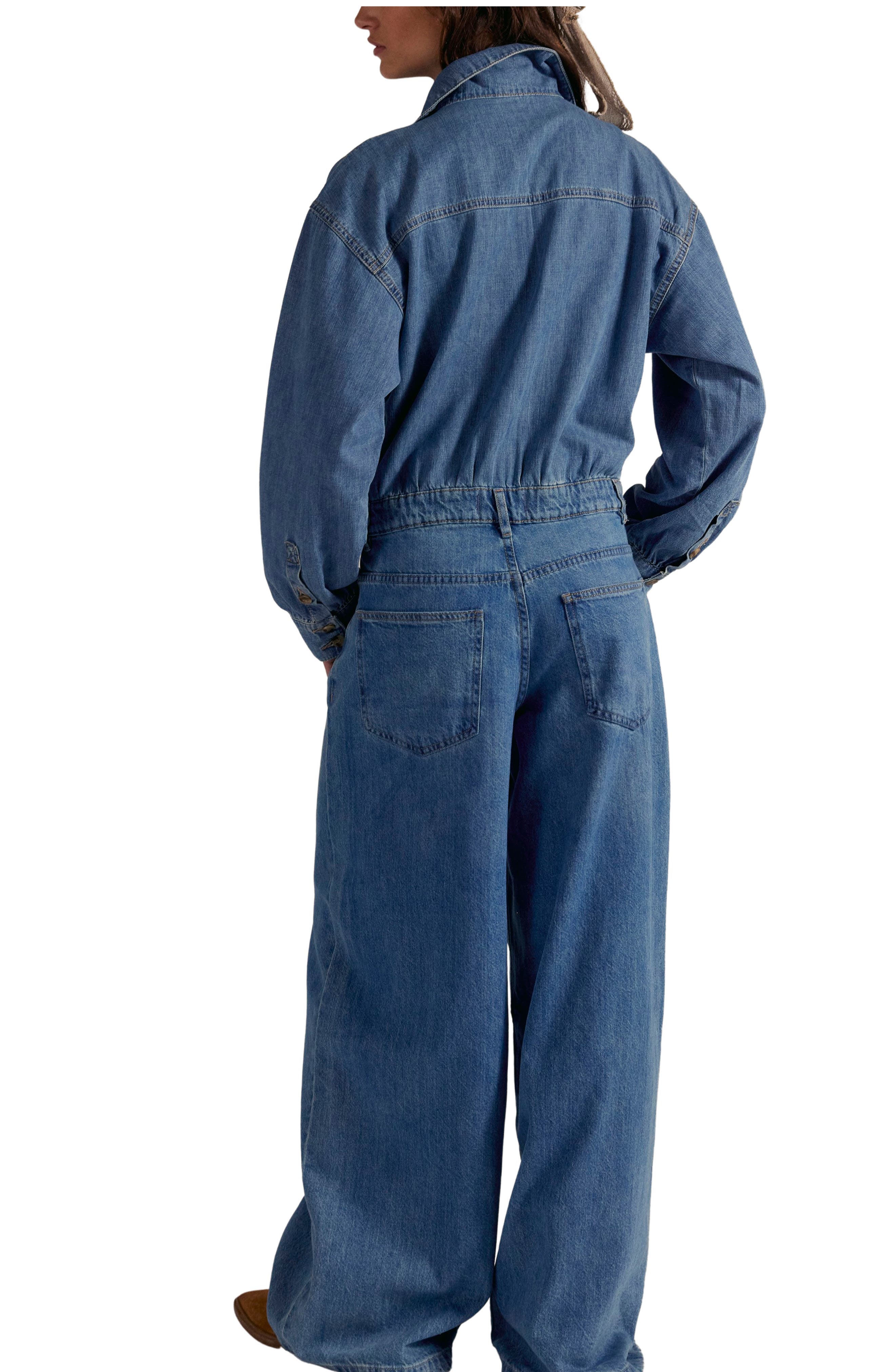 Carpe Diem Long Sleeve Denim Jumpsuit