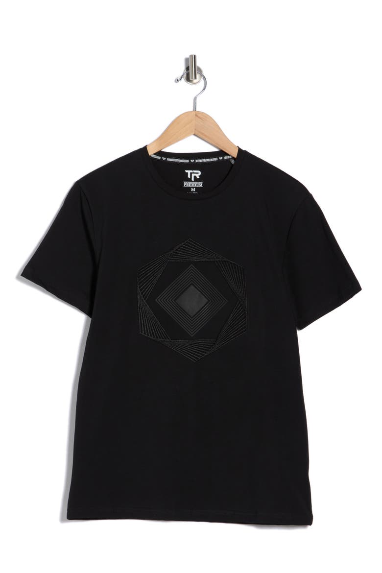 3D Abstract Graphic T-Shirt, Alternate, color, BLACK