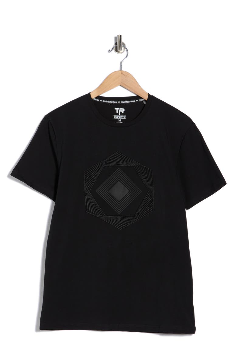 T.R. PREMIUM 3D Abstract Graphic T-Shirt, Main, color, Black