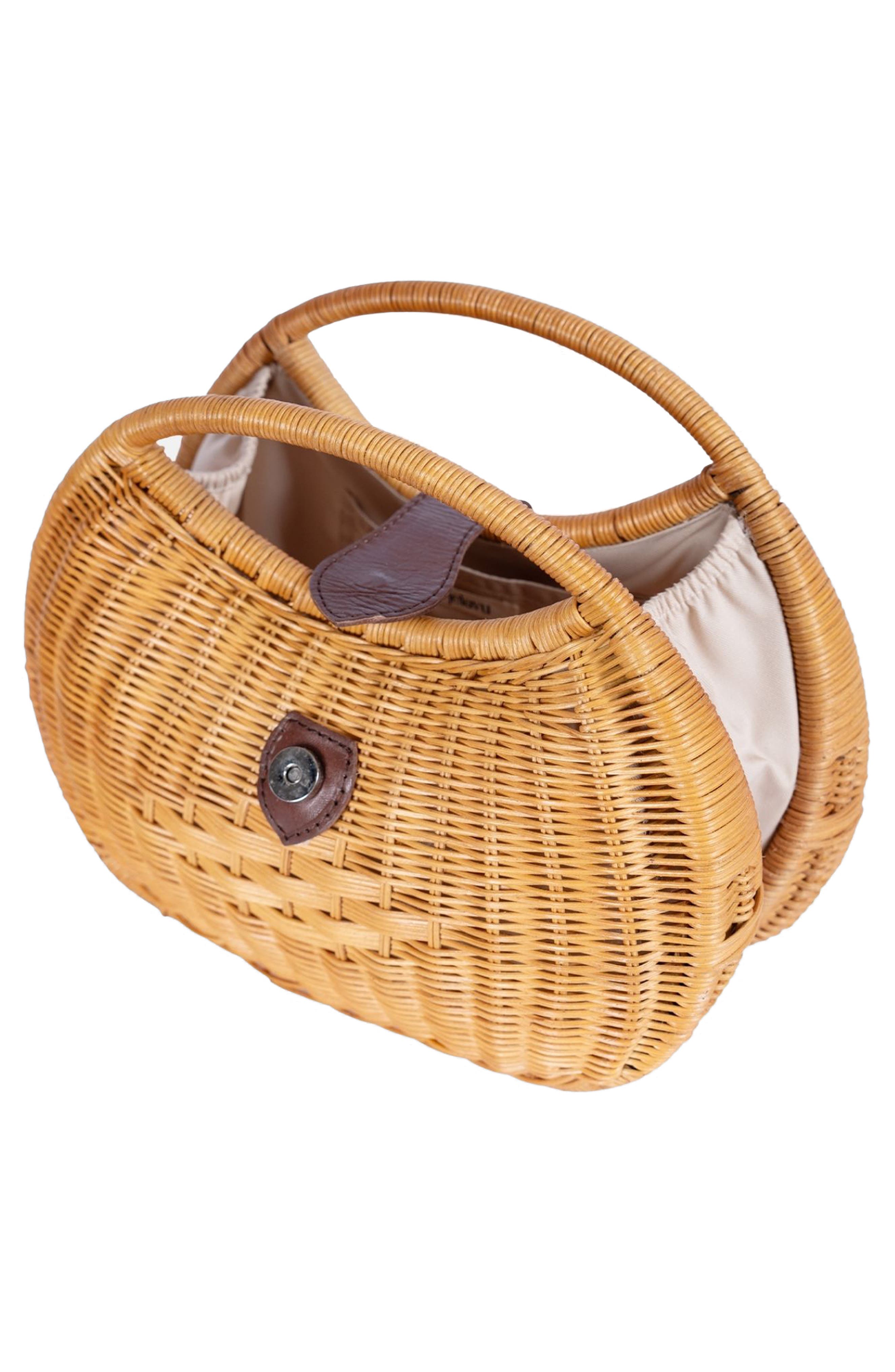 Jelavu Artemis Half Moon Rattan Hand Bag, Alternate, color, Natural